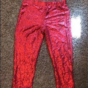 Red sequin leggings